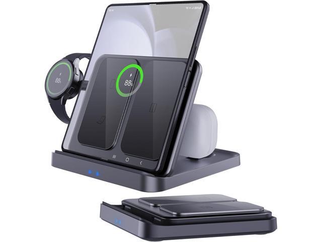 Wireless Charger Station for Samsung Z Fold 7/6/5, ANPULES 3 in 1 Foldable Fast Wireless Charging Stand Dock for Galaxy Z Fold4/Flip 6/5, Wireless...