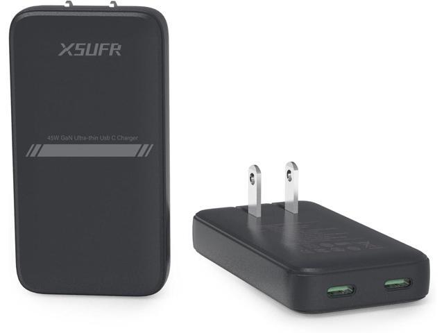 45W USB Wall Charger,Flat Wall Charger,Dual USB C with PD 3.0 & GaN,Folding USB Wall Plug for Traveling,Fast Charging for Laptops,Phones,Support...