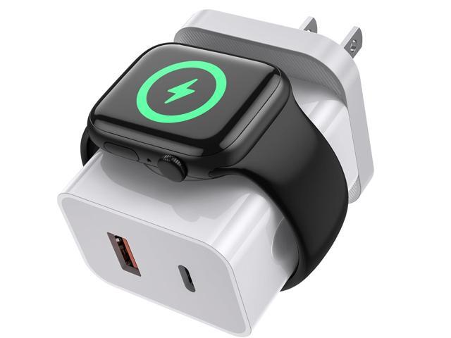 Upgraded 3-in-1 Apple Watch Charger,20W Fast Charging Block, Dual Ports Wall Charger with Magnetic Wireless Charging Compatible with iPhone, Apple...