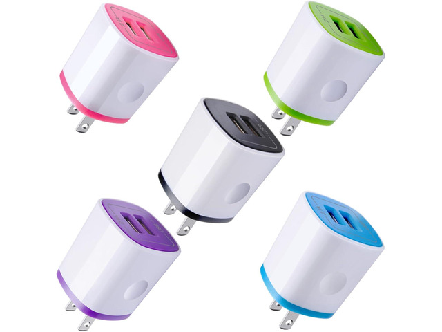 USB Charger Wall Plug, iPhone Charging Box,AndHot 5Pack Home Travel 2.1Amp Dual Port Fast Wall Charger Quick Charging Block Cube Brick for iPhone...