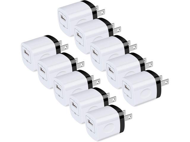 USB Wall Plug, 10Pack 1A/5V Single Port USB Wall Charger Power Adapter Charging Block Cube Brick Box for iPhone 16 15 14 13 12 11 Pro...