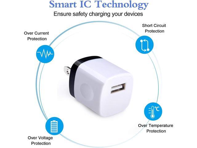 USB Wall Plug, 10Pack 1A/5V Single Port USB Wall Charger Power Adapter Charging Block Cube Brick Box for iPhone 16 15 14 13 12 11 Pro...