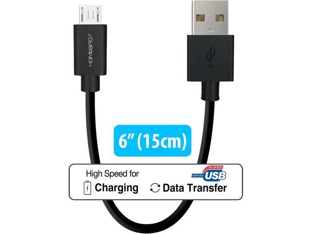 Short Android Phone Charger 6-Inch [4 Pack] by HomeSpot Tangle-Free USB Cable for Android Charging Cable for Galaxy S7/S6, Sony, Motorola - Black