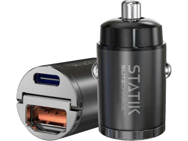 STATIK Dual Car Phone Charger for Cigarette Lighter Plug in, 12v - 24 V Fast Charging, Car Power Adapter for Type USB C and USB A Port, USBC Fast...