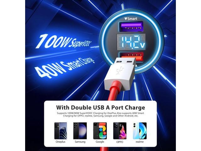Car Charger for SuperVOOC 100W 80W for OnePlus 13 13R 12R 12 11 10t 10 Pro, 65W Warp Charger for OnePlus Nord N30 N100 Open Pad 9 Pro 8 7T 6T 6 LED...