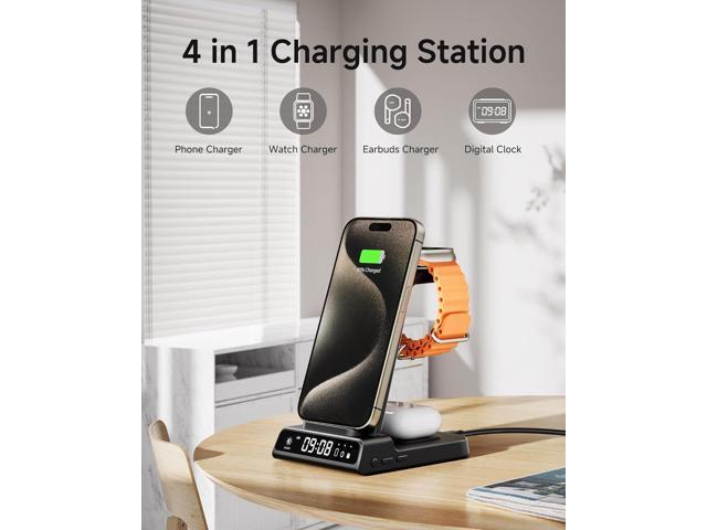 Wireless Charger for iPhone 16, 3 in 1 Charging Station for Apple Watch Watch 10/9/8/7/6/5, Ultra 2/Ultra, for iPhone 16/15/14/13/12/11/X Series,...