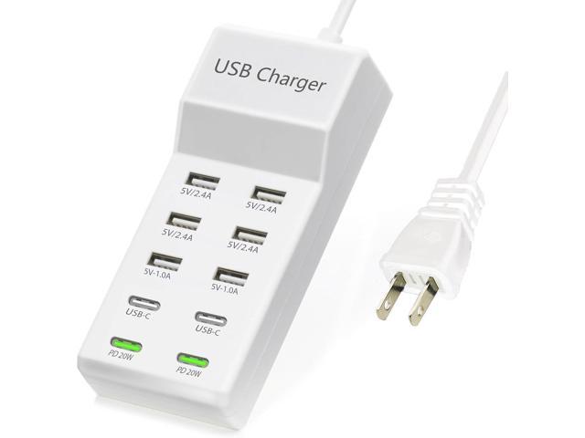 USB Charger,100W USB Charging Station with 10-Port(6 USB-A Port & 2 USB-C Port & 2 PD20W) Compatible with iPhone 15/14/13/13pro Max 12/12 Mini/12Pro/12...