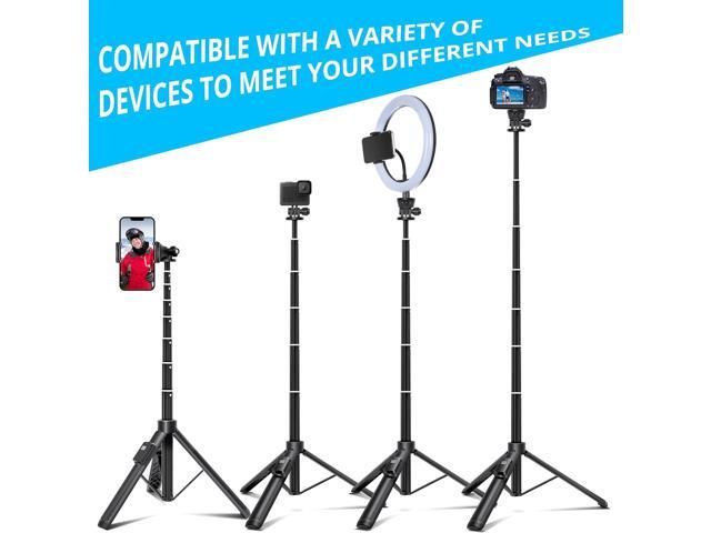 BZE 62 inches Extendable Selfie Stick Tripod with Wireless Remote & Phone Holder, Portable Aluminum Alloy 3 in 1 Stand for Group Photos, Vlogging &...