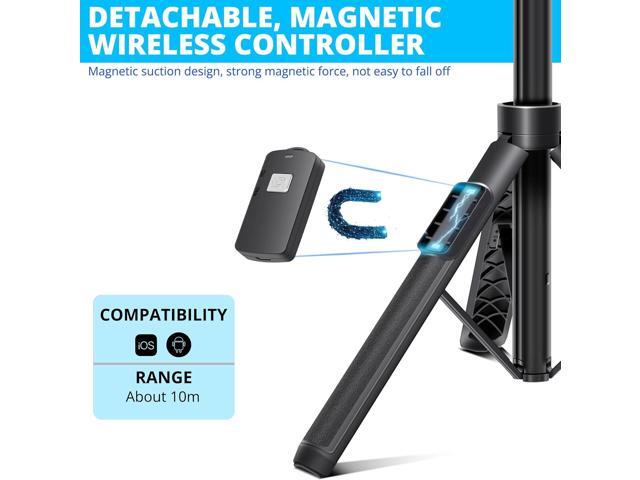 BZE 62 inches Extendable Selfie Stick Tripod with Wireless Remote & Phone Holder, Portable Aluminum Alloy 3 in 1 Stand for Group Photos, Vlogging &...