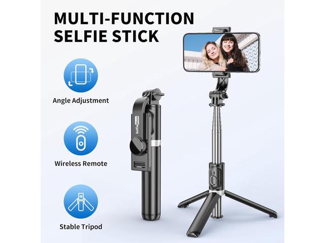 Selfie Stick Tripod, All in One Extendable & Portable iPhone Tripod Selfie Stick with Wireless Remote Compatible with iPhone 16 15 14 13 12 11 pro...