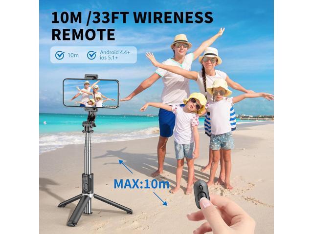 Selfie Stick Tripod, All in One Extendable & Portable iPhone Tripod Selfie Stick with Wireless Remote Compatible with iPhone 16 15 14 13 12 11 pro...