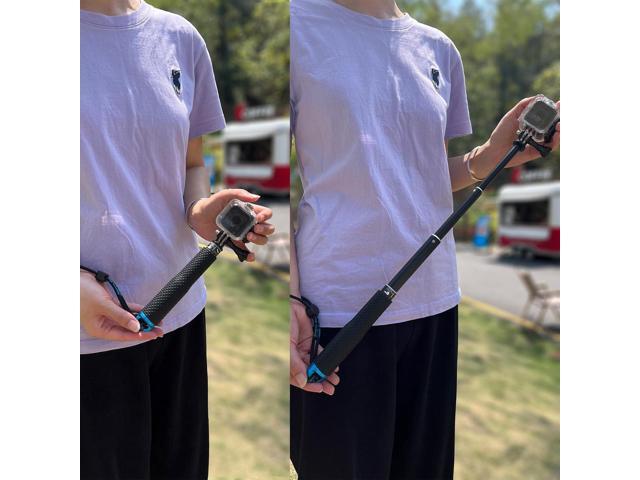 19 Short Extension Selfie Stick Compact Handle Grip Adjustable Waterproof Monopod Pole Compatible with GoPro Hero 13 12 11 10 9 8 7 6 5 AKASO DJI...