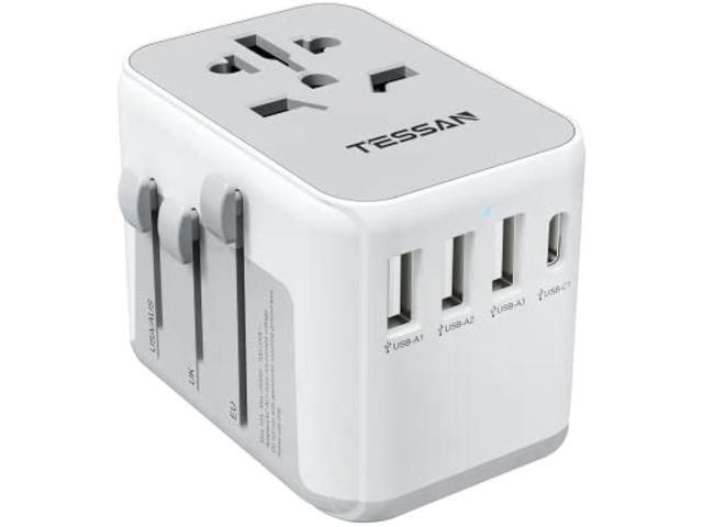 TESSAN Universal Travel Adapter, International Power Adapter with 4 USB Ports (1 USB C), Worldwide Plug Adaptor Wall Charger for USA to Europe UK...