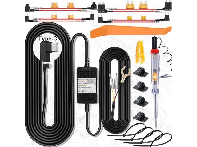 Dash Cam Hardwire Kit, Car Dash Camera Type C Charger Hard Wire Kit for Dashcam DC 12-24V to 5V/3A Low Voltage Protection 24h Parking Surveillance...