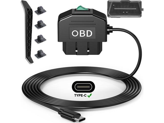 Dash Cam Hardwire Kit OBD, Type C Dash Camera Hardwire Kit USB C with OBD Power Cable for Dashcam 12-24V to 5V/3A with Low Voltage Protection 24h...
