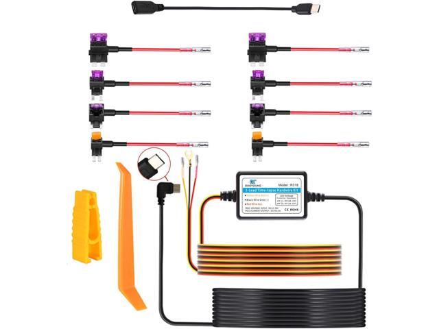 DUOYOUNG Dash Cam Hardwire Kit Converts 12V 24V to 5V Type C USB Hardwire Kit for Dash Camera with Add a Circuit Fuses, 24h Parking Monitor and Low...