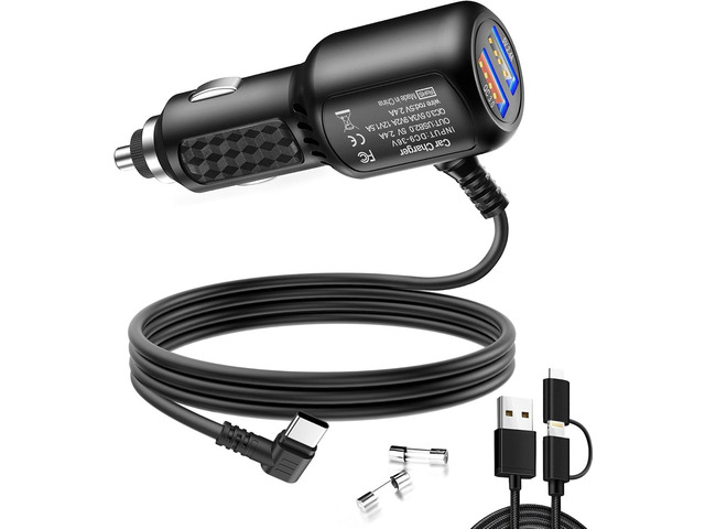 Dash Cam Charger USB C,Type C Dash Cam Power Cord,Dual USB Fast Charger, Compatible with REDTIGER F7N Series,Vantrue N4 and N2S Series,WOLFBOX...