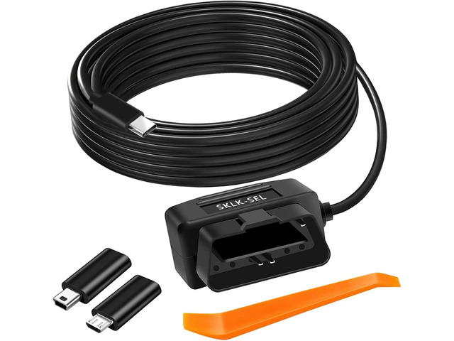 OBD Power Cable Kit Dash Camera USB to Type C Hardwire Kit, OBD Power Cable for Dashcam 12-24V to 5V/3A with Low Voltage Protection 24h Parking...