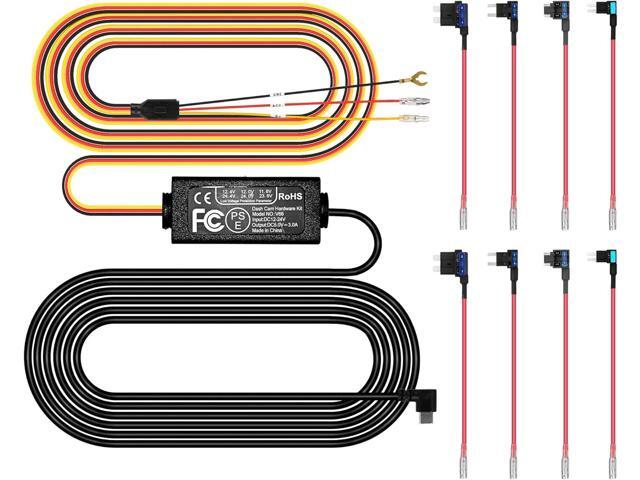 Pelsee Dash Cam Hardwire Kit, Type-C Full Set Hard Wire Kit Fuse, 12V-24V to 5V Dash Camera Car Charger Cable Kit, Low Voltage Protection, LED...