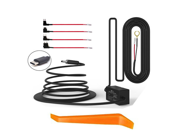 Upgraded Dash Cam Hardwire Kit Type-C USB Hard Wire Kit 12V-24V to 5V 3A Dash cam hardwire kit USB c (13ft)