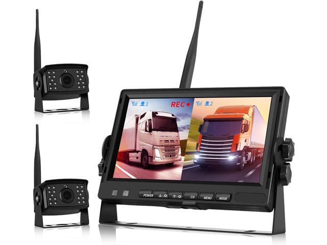 Backup Camera for Truck, Wireless Digital Backup Camera System Trailer 12 Volt Wireless Camera Kit 7 Inch Monitor DVR AHD Video Recording (Rear &...