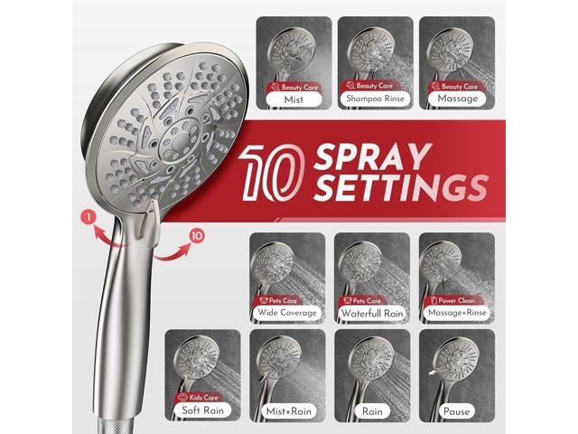 PRIMSOPH Shower Head Handheld Spray Combo 10 Mode Spray Settings Magnetic 2-in-1 High Pressure Dual Showerhead Auto-Switch Square Combination,...
