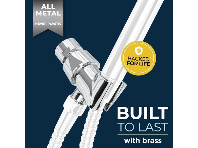 HammerHead Showers Solid Metal Handheld Shower Head Holder - Chrome - Adjustable Shower Wand Holder with Wall Hook Bracket and Pivot Ball - Hand...