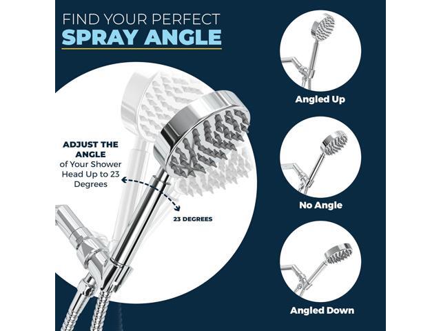 HammerHead Showers Solid Metal Handheld Shower Head Holder - Chrome - Adjustable Shower Wand Holder with Wall Hook Bracket and Pivot Ball - Hand...
