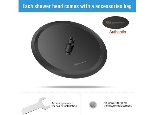 NearMoon Round Rain Shower Head With Extension Arm, Large Stainless Steel Rainfall Shower-Waterfall Full Body Coverage (12 Inch, Matte Black)