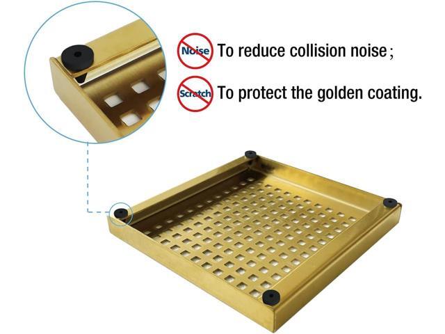 Neodrain 6 in Brushed Brass Square Shower Drain with Removable Quadrato Pattern Grate, PVC Shower Drain Base and Rubber Gasket, Gold 6' Square...