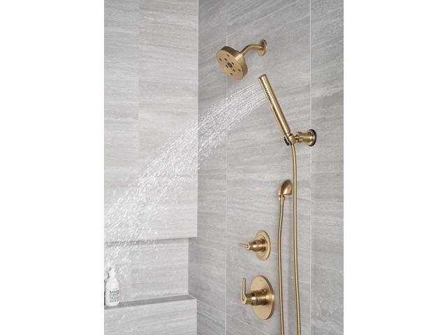 Delta Faucet Trinsic Single Spray Wall-Mount Hand Shower, Hand Held Shower with Hose, Gold Handheld Shower Head, Slide Bar Hand Shower, Handheld...