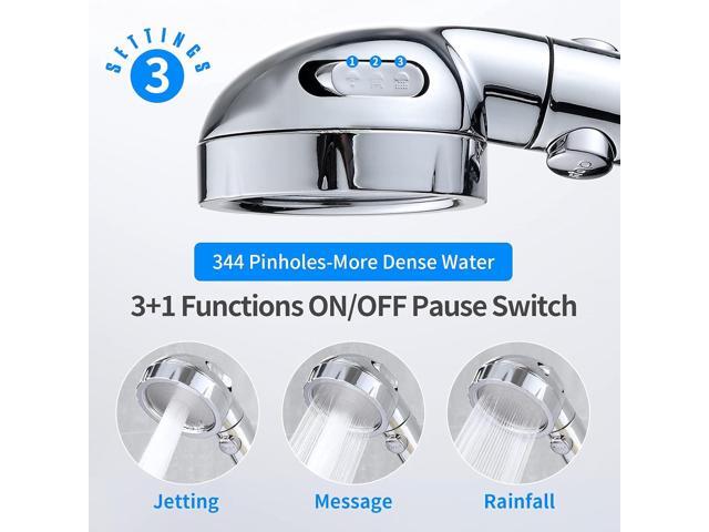 JONKEAN High Pressure Shower Head with 3 Spray Settings, Water Saving Handheld RV Shower Head with Hose and On Off Switch, Detachable Shower Heads...