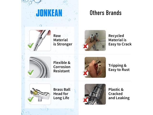 JONKEAN High Pressure Shower Head with 3 Spray Settings, Water Saving Handheld RV Shower Head with Hose and On Off Switch, Detachable Shower Heads...