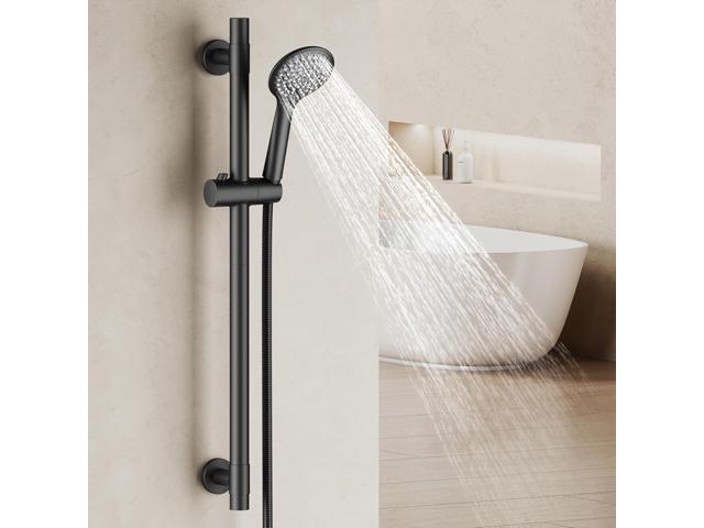 Shower Slide Bar Handheld Shower Head with Hose, 5-Function Hand Shower with Wall Mountshower slide bar,adjustable height shower head (A-round,...