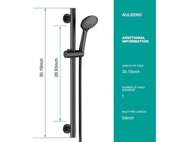 Shower Slide Bar Handheld Shower Head with Hose, 5-Function Hand Shower with Wall Mountshower slide bar,adjustable height shower head (A-round,...