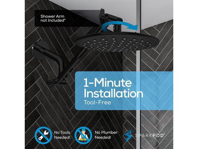 SparkPod 9.5 Inch Large Rain Shower Head - Luxury Rainfall Shower Head - High Pressure Showerhead, Full Body Coverage with Anti-Clog Silicone...