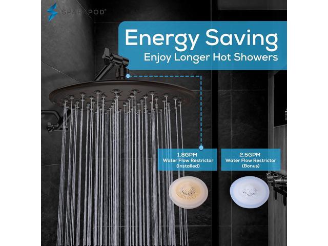 SparkPod 9.5 Inch Large Rain Shower Head - Luxury Rainfall Shower Head - High Pressure Showerhead, Full Body Coverage with Anti-Clog Silicone...