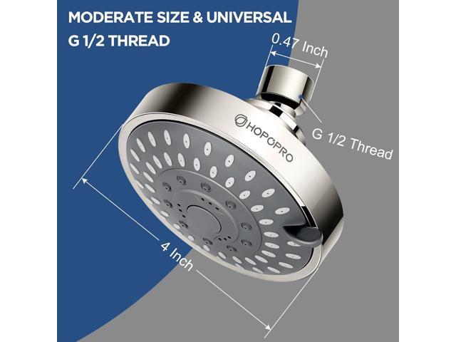 HOPOPRO 5-Mode High Pressure Shower Head - The Washington Post, NBC News, Today TV Show Recommended - High Flow Fixed Showerheads (4 Inch Brushed...