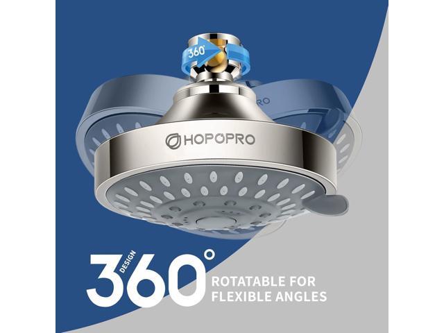 HOPOPRO 5-Mode High Pressure Shower Head - The Washington Post, NBC News, Today TV Show Recommended - High Flow Fixed Showerheads (4 Inch Brushed...