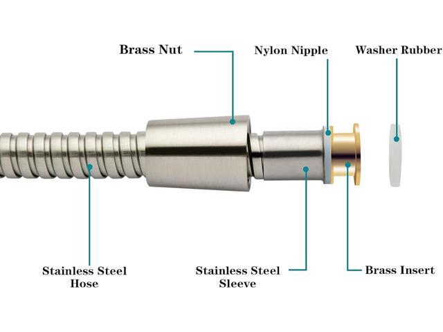 BRIGHT SHOWERS Shower Hose For Hand Held Shower Heads, 96 Inches Cord Extra Long Stainless Steel Hand Shower Hose, Ultra-Flexible Replacement Part...