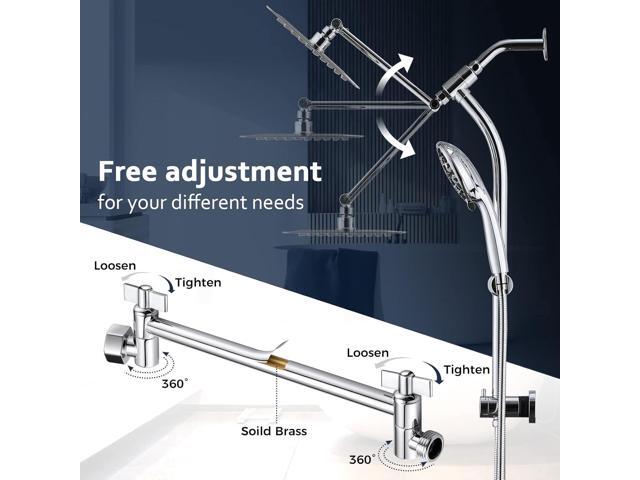 Rainfall 8 Inch Shower Head with High Pressure Handheld Spray Combo, Drill-Free Slide Bar with Adjustable Shower Extension Arm, 3-Way Low Diverter...