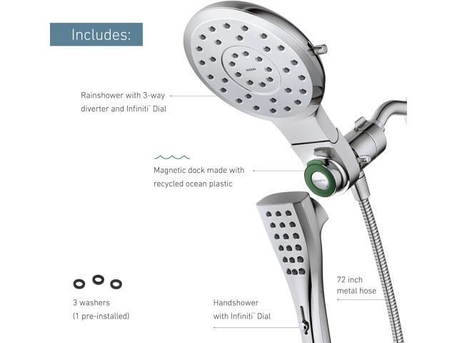 Moen 220C3EP Verso Eight-Function 7' Diameter Spray Head Standard With Handshower with Eco Performance, Chrome, 72' Hose
