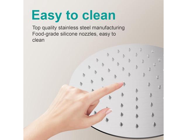All Metal Rain Shower Head - Heavy Duty Stainless Steel, Easy Install, High Water Flow, Ultra-Thin Modern Design for Bathroom (Brushed Nickel, 8)