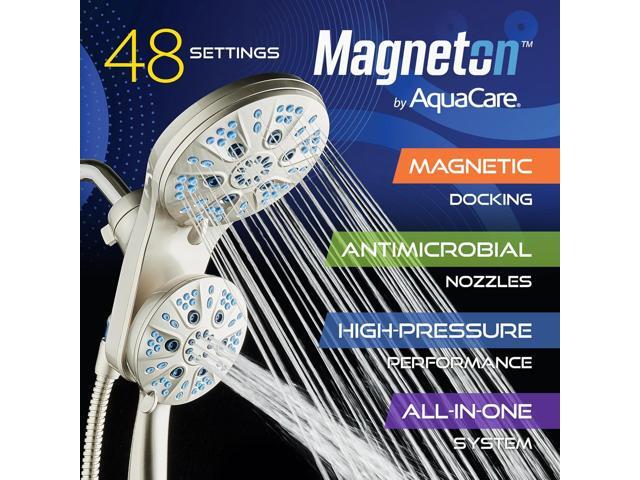 AquaCare Magneton High-Pressure 48-mode Luxury 3-way Combo System with Magnetic Guidance Docking, Giant Rain & Handheld Shower Head, Hygienic Jets...