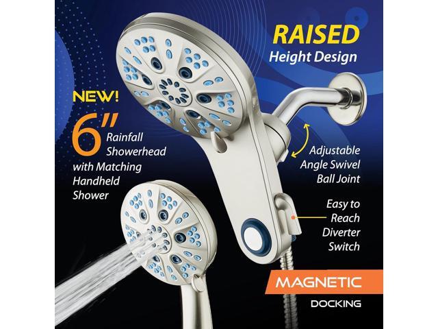 AquaCare Magneton High-Pressure 48-mode Luxury 3-way Combo System with Magnetic Guidance Docking, Giant Rain & Handheld Shower Head, Hygienic Jets...