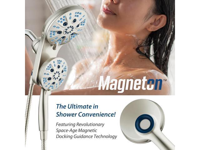AquaCare Magneton High-Pressure 48-mode Luxury 3-way Combo System with Magnetic Guidance Docking, Giant Rain & Handheld Shower Head, Hygienic Jets...