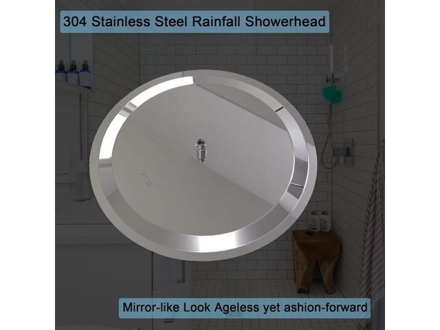 Rain Shower Head, Katezon High Flow Rainfall Showerhead Stainless Steel, Bathroom Waterfall Shower Universal Wall Ceiling Mount (16'', Chrome)