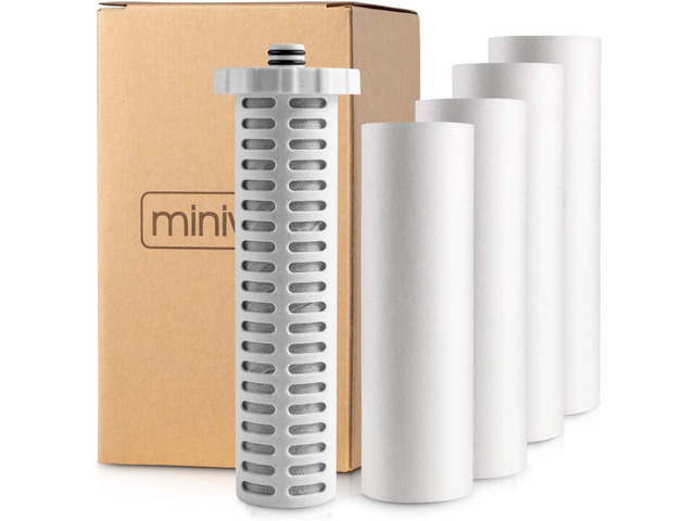 Miniwell Shower Filter 720-Plus with replaceable cartridges, shower head filter with Double Filters, remove 99% chlorine (z-Replacement-4+1 Filters)