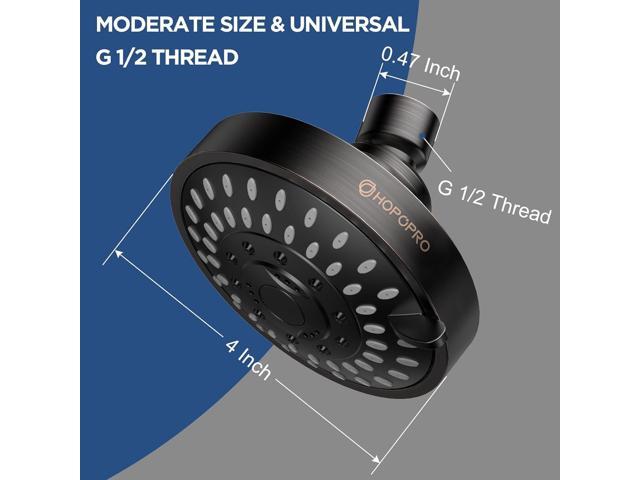 HOPOPRO 5-Mode High Pressure Shower Head - The Washington Post, NBC News, Today TV Show Recommended - High Flow Fixed Showerheads (4 Inch Oil...