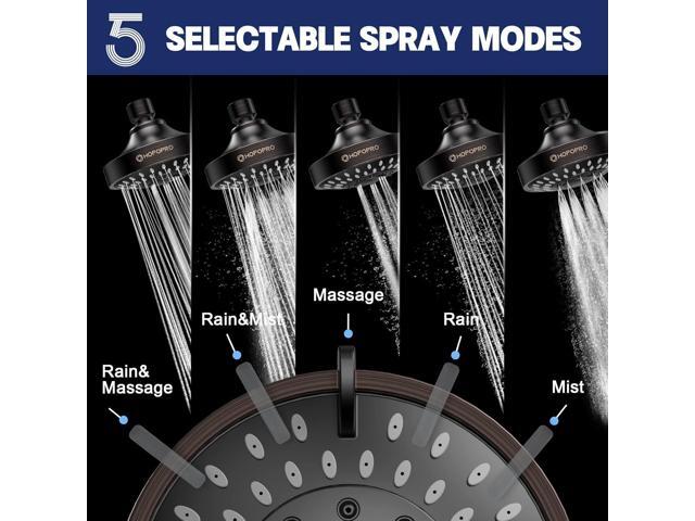 HOPOPRO 5-Mode High Pressure Shower Head - The Washington Post, NBC News, Today TV Show Recommended - High Flow Fixed Showerheads (4 Inch Oil...